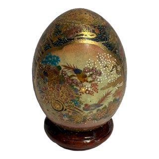 Vintage Japanese Satsuma Ceramic Egg For Sale