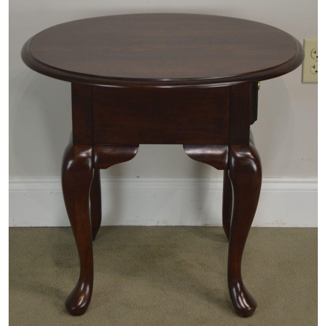 Traditional Solid Cherry Oval Queen Anne One Drawer Side Table Chairish