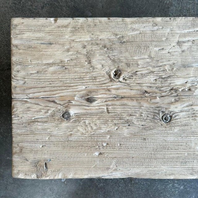 Vintage Wood Plank Bench For Sale - Image 9 of 9