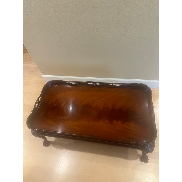 Early 20th Century Antique Chippendale Style Mohagany Tea Table With Glass Top For Sale - Image 5 of 7