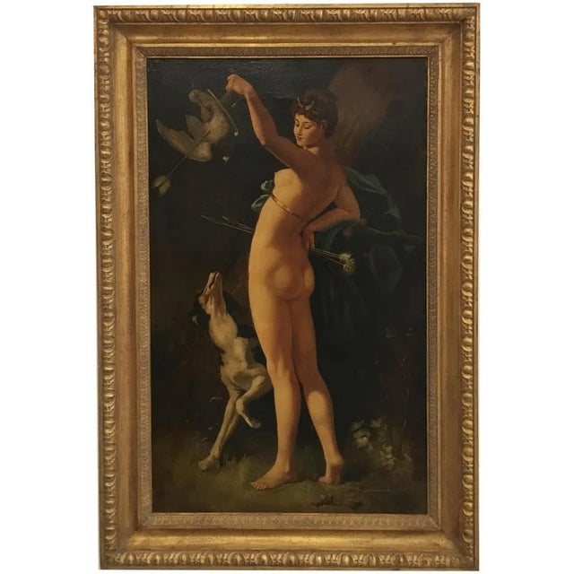 C.A.Coessin De La Foss, Diana the Huntress, Oil on Canvas, Framed For Sale - Image 7 of 7
