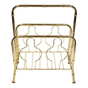 Vintage Brass Bamboo Motif Magazine Rack