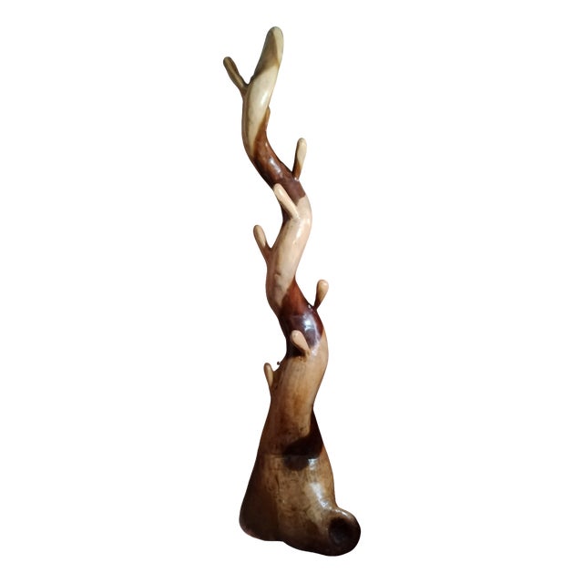 Carved Wooden Coat Rack For Sale