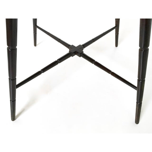 Brown Vintage Ebonized Beech Game Table with Red Fabric from Chiavari, 1950s For Sale - Image 8 of 9