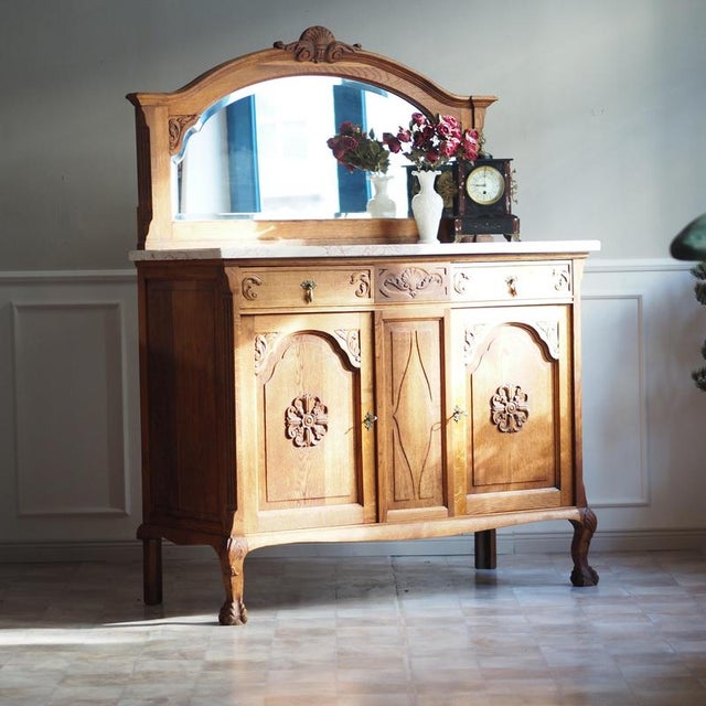 Historicist Buffet with Mirrored Top and Marble Slab, 1920 For Sale - Image 15 of 16