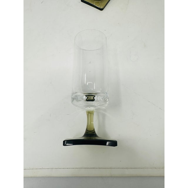 Glass Rosenthal Berlin Linear Smoke Crystal Stemware - Set of 3 - Design by George Butler Jensen For Sale - Image 7 of 11