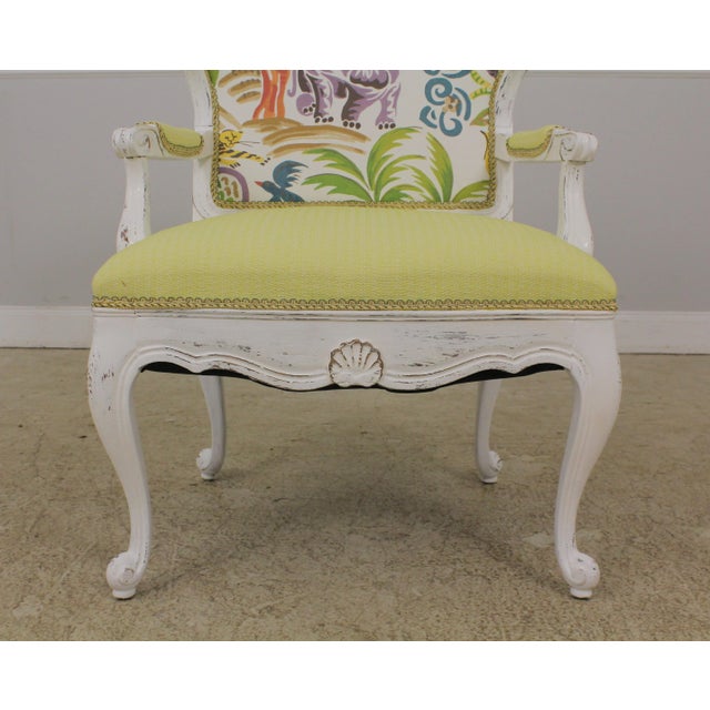 White Stunning Pair Decorator Upholstered Modern French Armchairs For Sale - Image 8 of 13