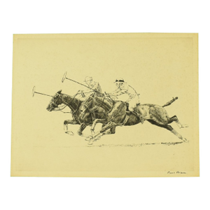Mid 20th Century Paul Brown Polo Players 'Down the Field' Drypoint