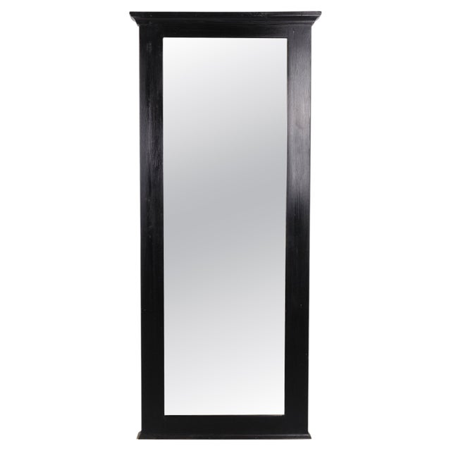 Wood Mirror with Black Painted Pine Frame, 1940s For Sale - Image 7 of 7