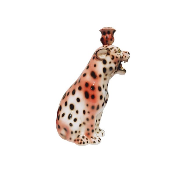 Porcelain Candlestick in the Shape of a Leopard from Boxer Ceramiche, Italy, 20th Century For Sale - Image 15 of 18