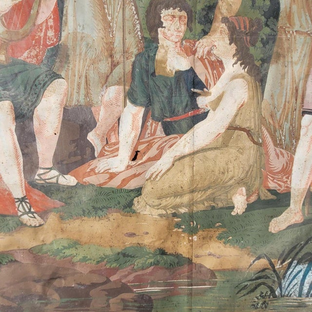 Large 18th Century Trumeau Mirror with Wallpaper, Italy For Sale - Image 12 of 18