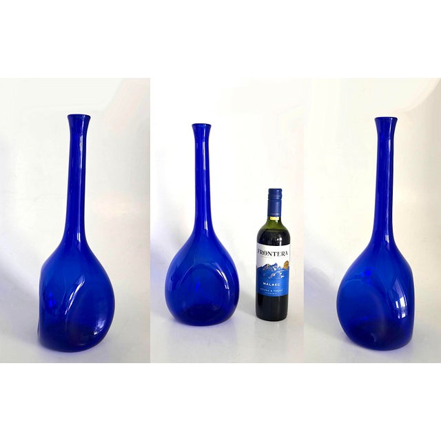 Glass Vintage Swedish Hand Blown Cobalt Glass Vase by Arthur Carlsson Percy For Sale - Image 7 of 11