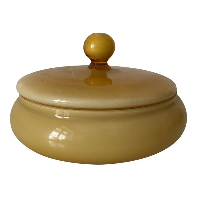 Mid-Century Italian Cased-Glass Amber Bowl With Lid For Sale