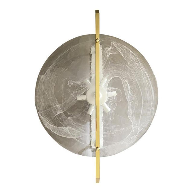 Italian Venied-White Alabastro Disc Murano Glass Wall Sconce by Simoeng For Sale - Image 9 of 9