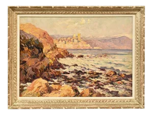 Little Seascape Painting, Oil On Canvas, Early 20th Century