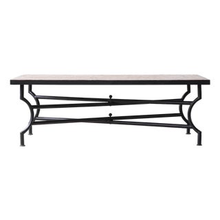 Matthew Izzo Home 51" Rectangle Unglazed Pink Moroccan Zellige Tile Coffee Table With Iron X Base For Sale