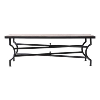Matthew Izzo Home Moroccan Zellige Unglazed Pink Tile and Iron X Base 51" Rectangle Coffee Table For Sale
