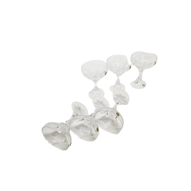 Vintage Czechoslovakian Crystal Champagne Glasses Set, 1970s, Set of 6 For Sale - Image 6 of 18