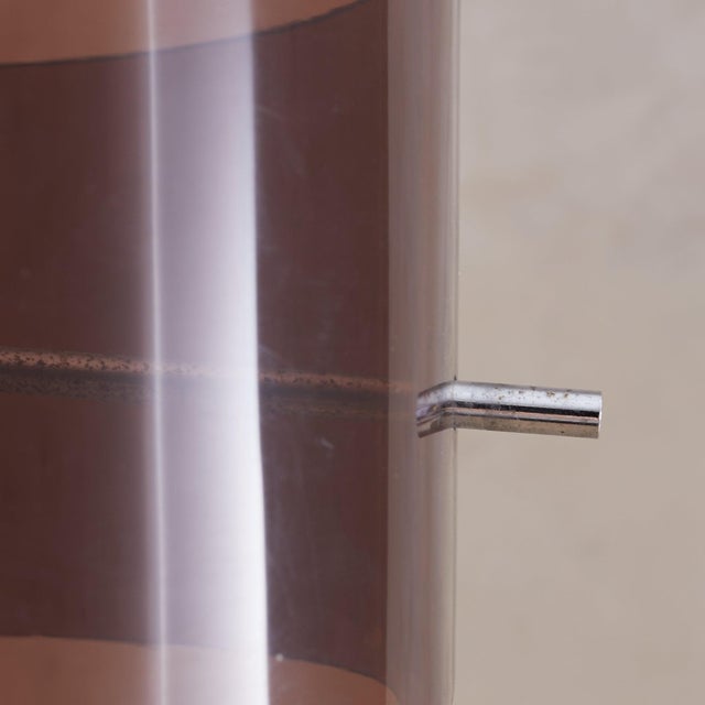 Chrome French Mauve Plexiglass + Chrome Table Lamp by Philippe Rogier for Oxar, 1972 For Sale - Image 8 of 8