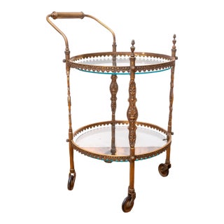 1950s Small Italian Brass Bar Cart For Sale