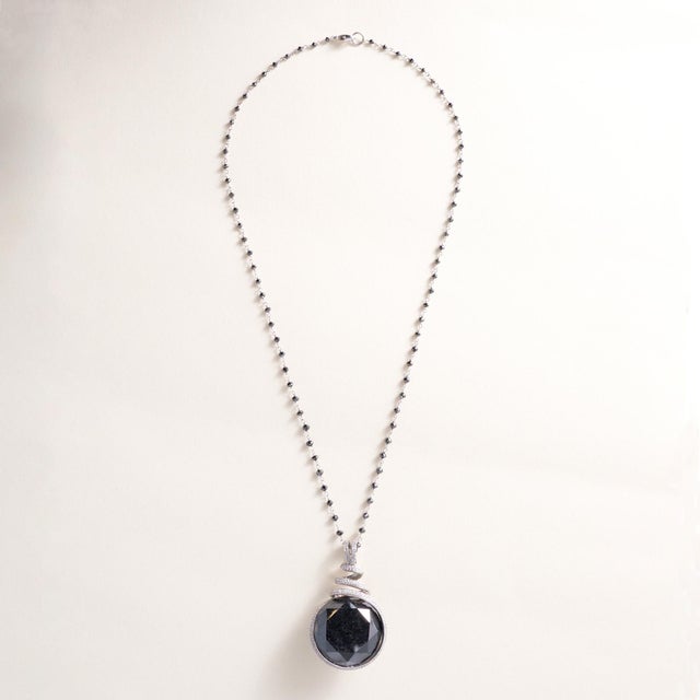 Late 20th Century Estate 18k White Gold 46.79 Carat Black Diamond Necklace For Sale - Image 4 of 6