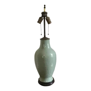 19th Century Chinese Monochrome Celadon Glaze Porcelain Vase as a Table Lamp