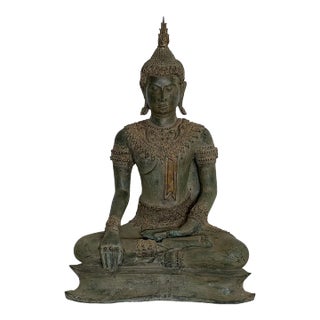 Vintage Thai Bronze Seated Buddha For Sale