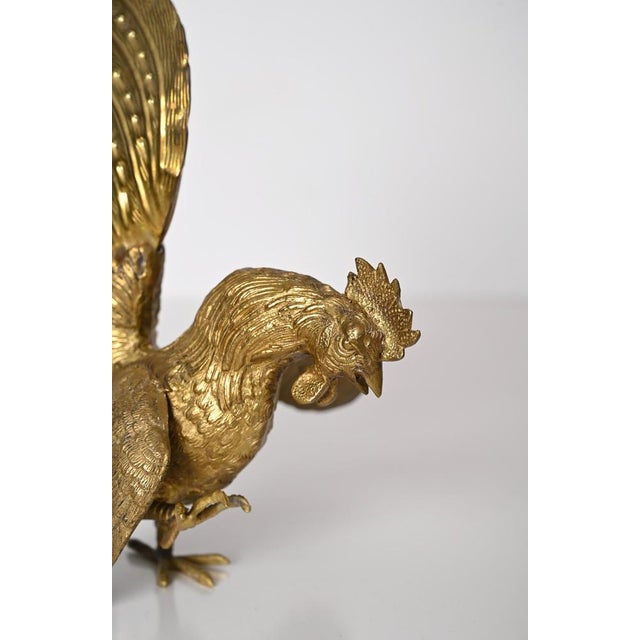 Italian Gold Plated Fighting Cockerel Ornaments, 1960s, Set of 2 For Sale - Image 13 of 16