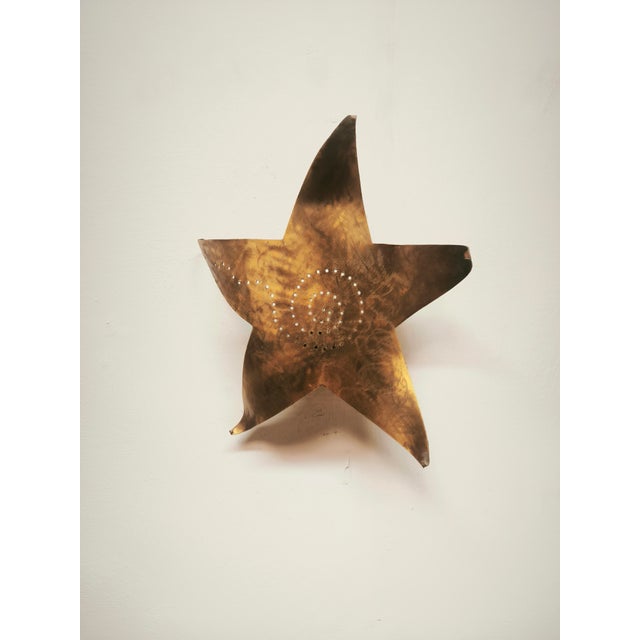 Metal Star Wall Light in Brass, 1960s For Sale - Image 7 of 13