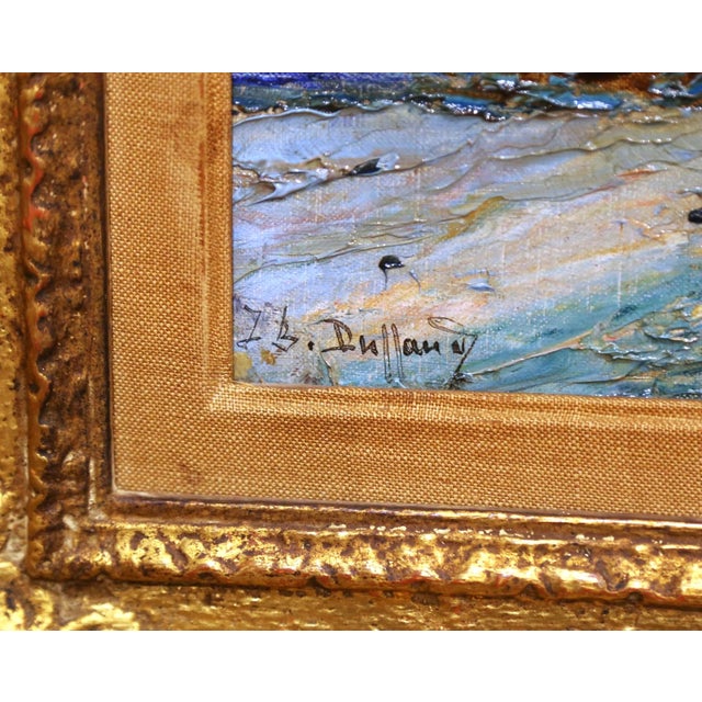 19th Century French Coastal Landscape Oil Painting by Jean-Baptiste Duffaud For Sale - Image 4 of 11