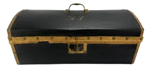 C. 1850 American Domed Leather Document or Valise Box, - Worcester County
