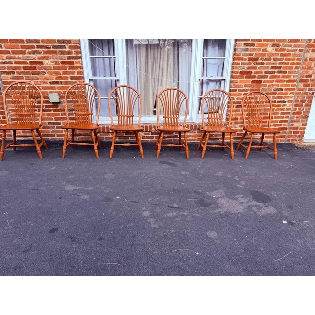 Vintage Edrich Mills Windsor Bow Back Oak Dinning Side Chairs. Set of 8 side chairs Solid wood frame, spindle back, turned...