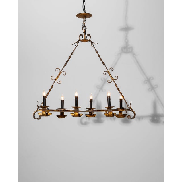 20th Century French Gothic Revival Metal Torch Chandelier For Sale - Image 12 of 18