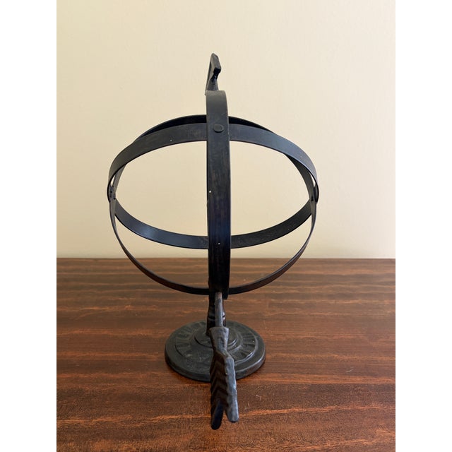 Late 20th Century Bronze Iron Armillary Globe Sculpture – Traditional Landscape & Garden Decor For Sale - Image 10 of 10