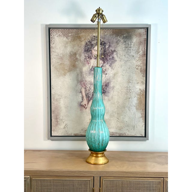 The Marbro Lamp Company Mid 20th Century The Marbro Lamp Company – Vintage Murano Lamps in Turquoise Blue – A Pair For Sale - Image 4 of 10