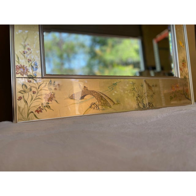 Vintage La Barge Hand Painted Gold Leaf Rectangular Decorative Mirror For Sale In Naples, FL - Image 6 of 12
