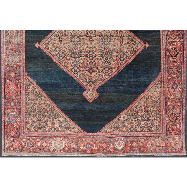 Antique Persian Sultanabad Rug With Medallion on a Navy Blue Field For Sale - Image 13 of 15