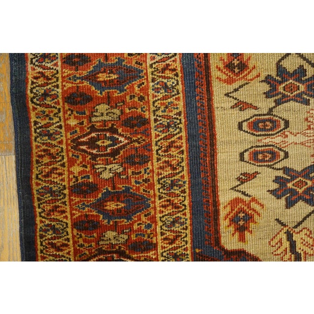 Textile 1880s Blue Navy - Camel Medallion Antique Persian Sultanabad Rug 4'5" X 6'9" Handknotted Wool Carpet For Sale - Image 7 of 18