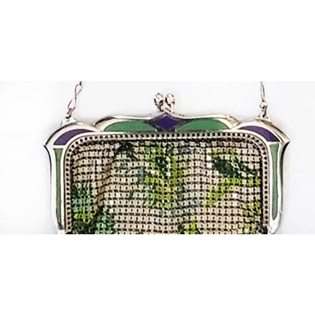 Art Deco Whiting & Davis Mesh Purse Enamel Frame - Art Deco Flapper Era For Sale - Image 3 of 5