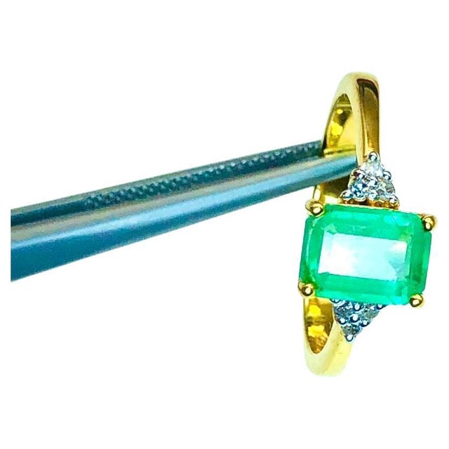 Bochic "Capri" Natural Emerald & Diamonds Vintage Retro Ring Set In 18K &Silver For Sale - Image 15 of 18