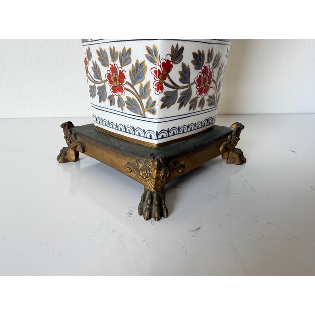 1940’s French Chinoiserie Porcelain Table Lamp For Sale - Image 4 of 11