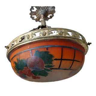 Art Deco Stained Glass Suspension Lamp by Degué from Verrerie Dart Degué, 1920s For Sale