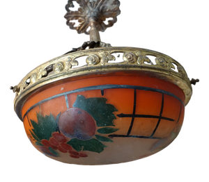 Art Deco Stained Glass Suspension Lamp by Degué from Verrerie Dart Degué, 1920s