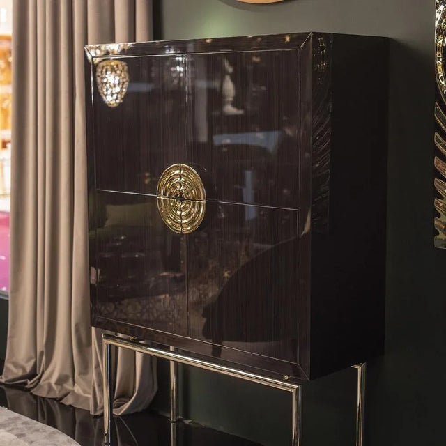 Contemporary Italian Ebano Sin Collection Mobile Container with Four Doors from VGnewtrend For Sale - Image 3 of 7