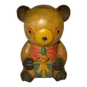 Vintage Handmade Wood Gift Bear