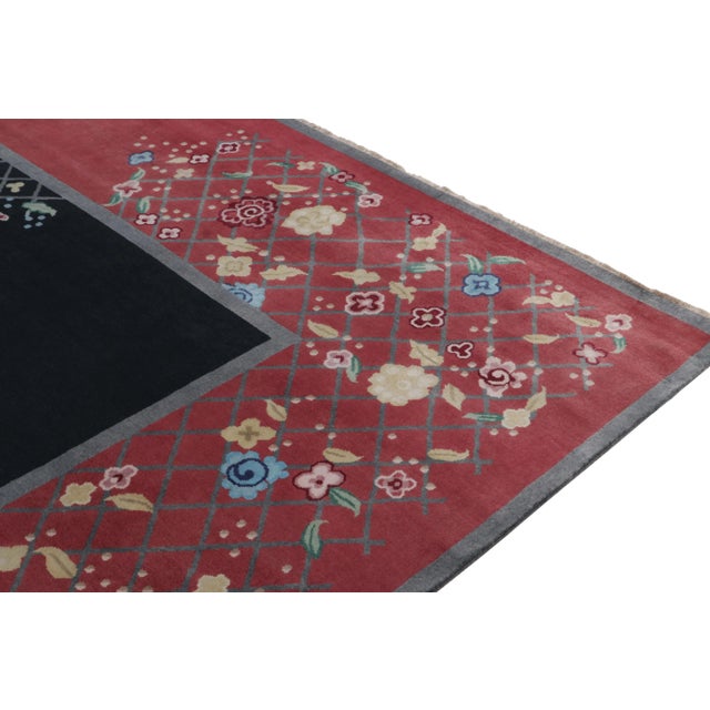 Not Yet Made - Made To Order Rug & Kilim Chinese Style Art Deco Rug in Black & Red with Colorful Florals - 10'x14' For Sale - Image 5 of 8