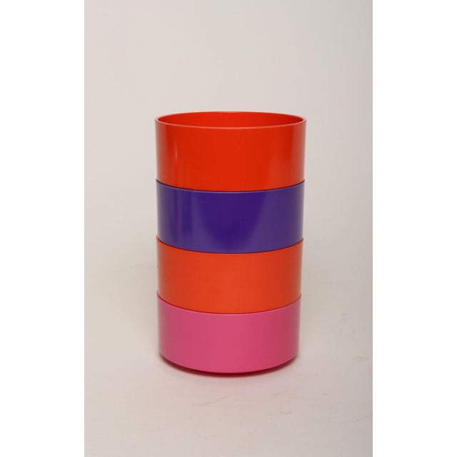 1970s Set of Four Vintage Purple, Orange and Pink Melamine "Max" Bowls by Massimo Vignelli for Heller For Sale - Image 5 of 14