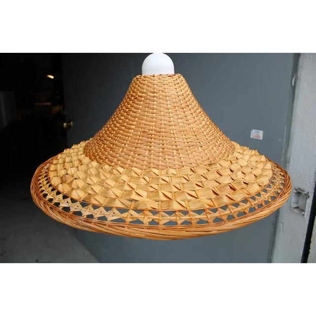 Italian Pendant Light in Woven Straw, 1950s For Sale - Image 4 of 9