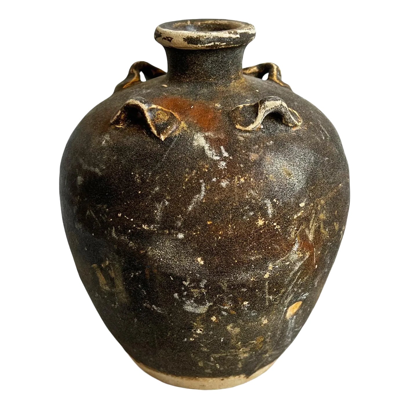 Asian Antique Earthware Pot | Chairish