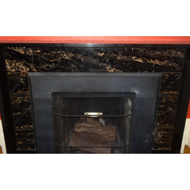Stone Antique Mantel Black and Portoro Marble For Sale - Image 7 of 9